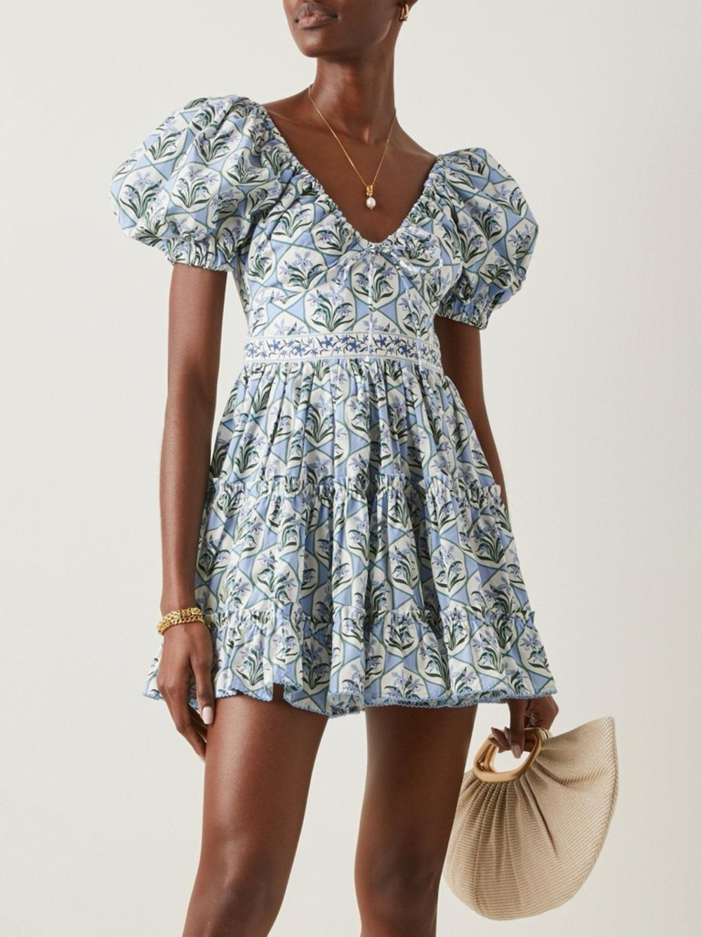Agua by Agua Bendita Manzanilla NWT Small Chan Chan Celeste Blue Mini Dress